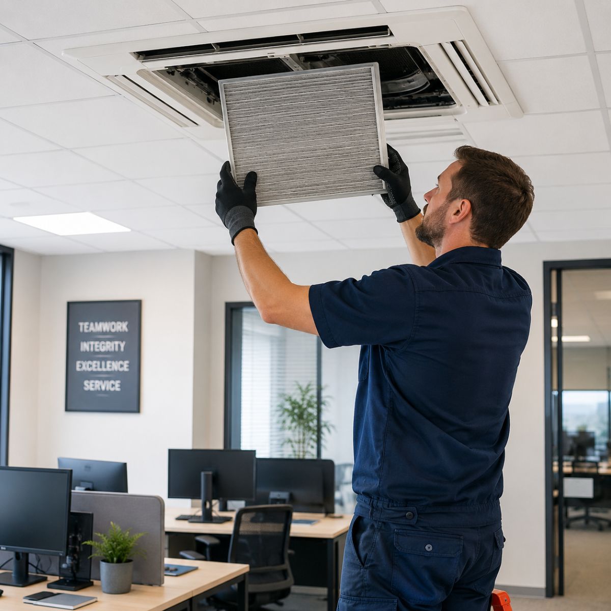 Mantenimiento del sistema HVAC para mejorar la ventilación de la oficina